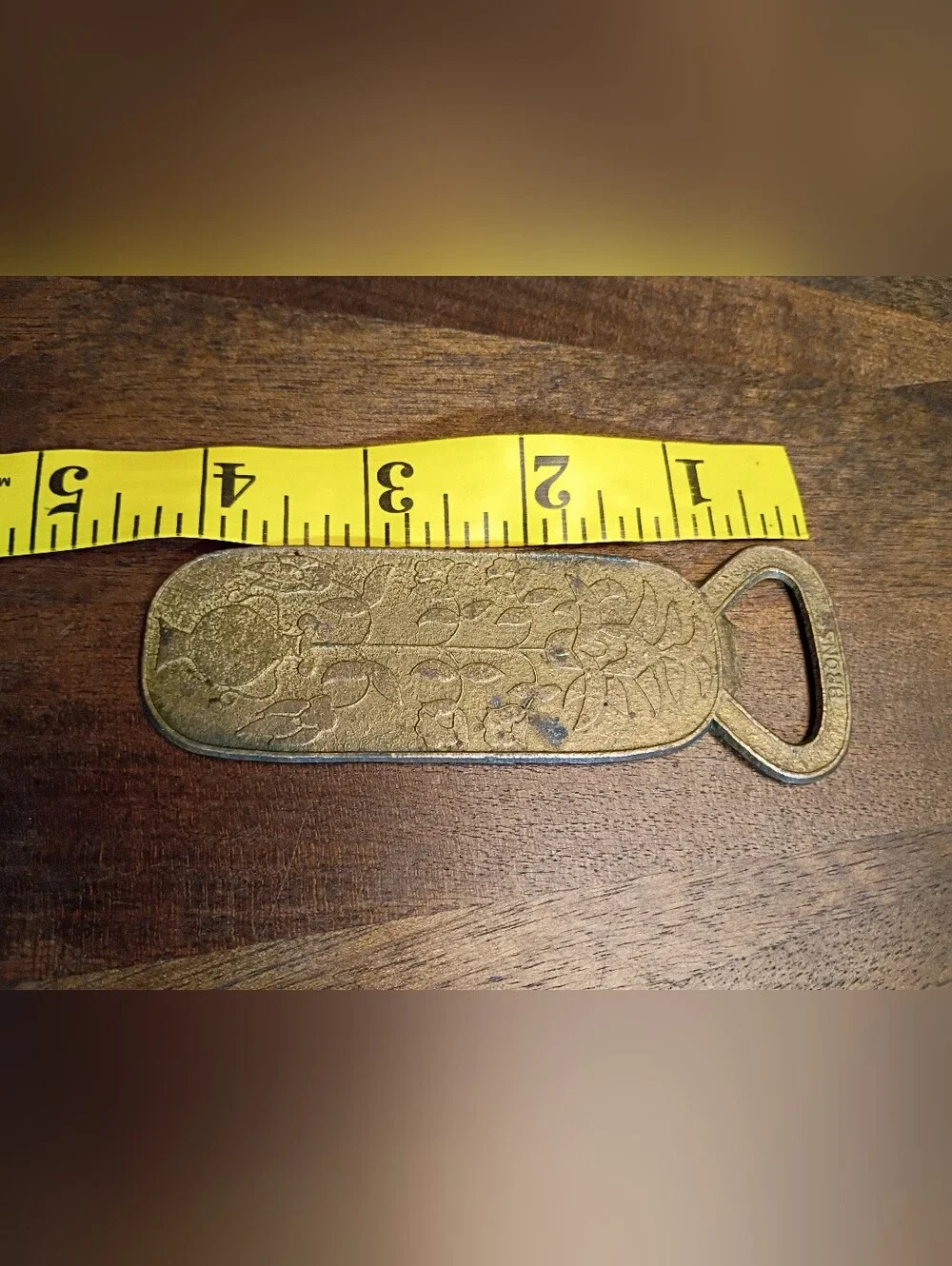 Vintage Cloisonné Floral Brass Bottle Opener Blue Enamel Barware 4.5